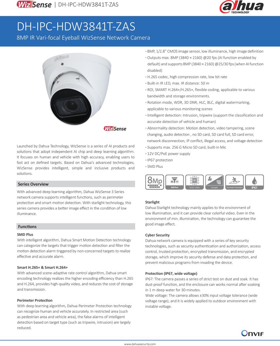 Dahua DH-IPC-HDW3841TP-ZAS 8MP WizSense 4k Starlight Turret Camera Motorised Lens 0