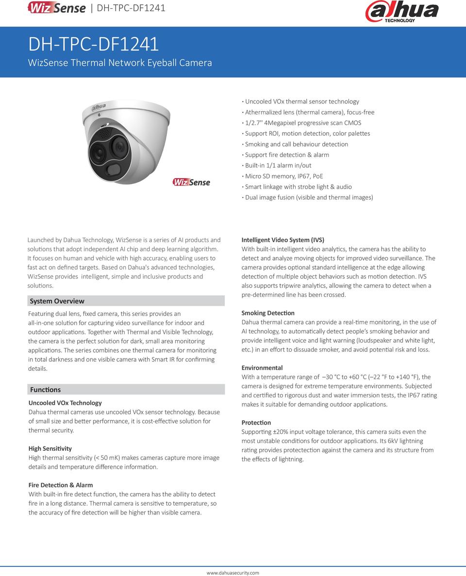Dahua DH-TPC-DF1241 4MP WizSense Thermal Mini Hybrid Eyeball Camera with 2mm Lens 0