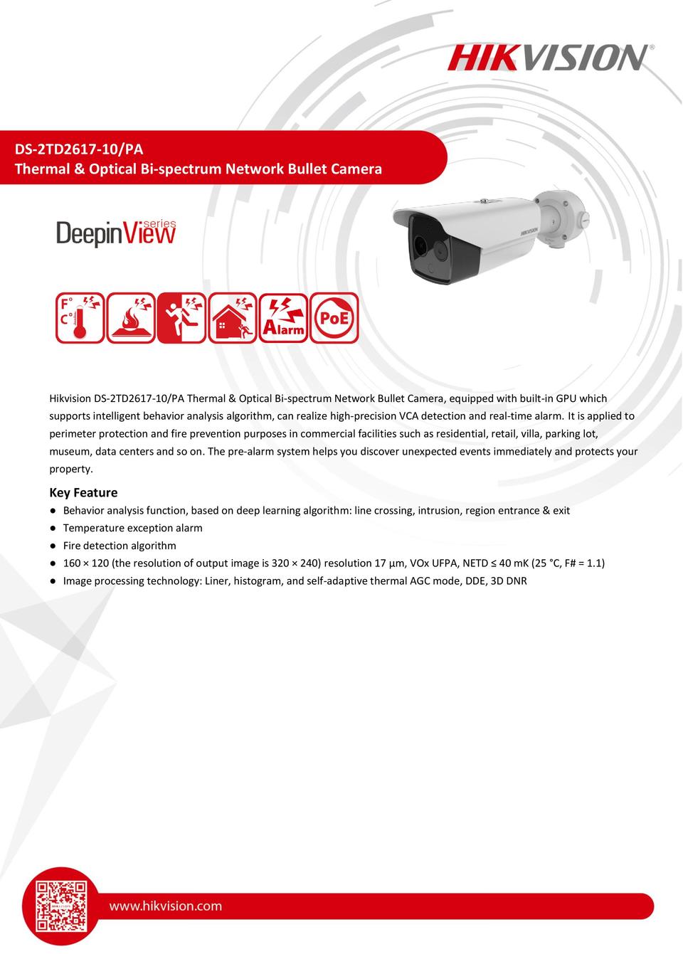 Hikvision DS-2TD2617-10/PA Thermal & Optical Bi-spectrum Network Bullet Camera 8.0mm Optical Lens 0