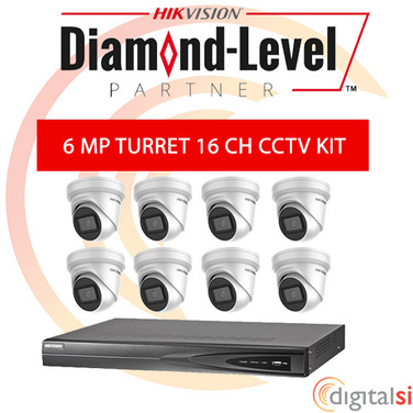 Hikvision 16CH 3TB NVR Kit with 8 x 6 Megapixel 2.8mm Turrets