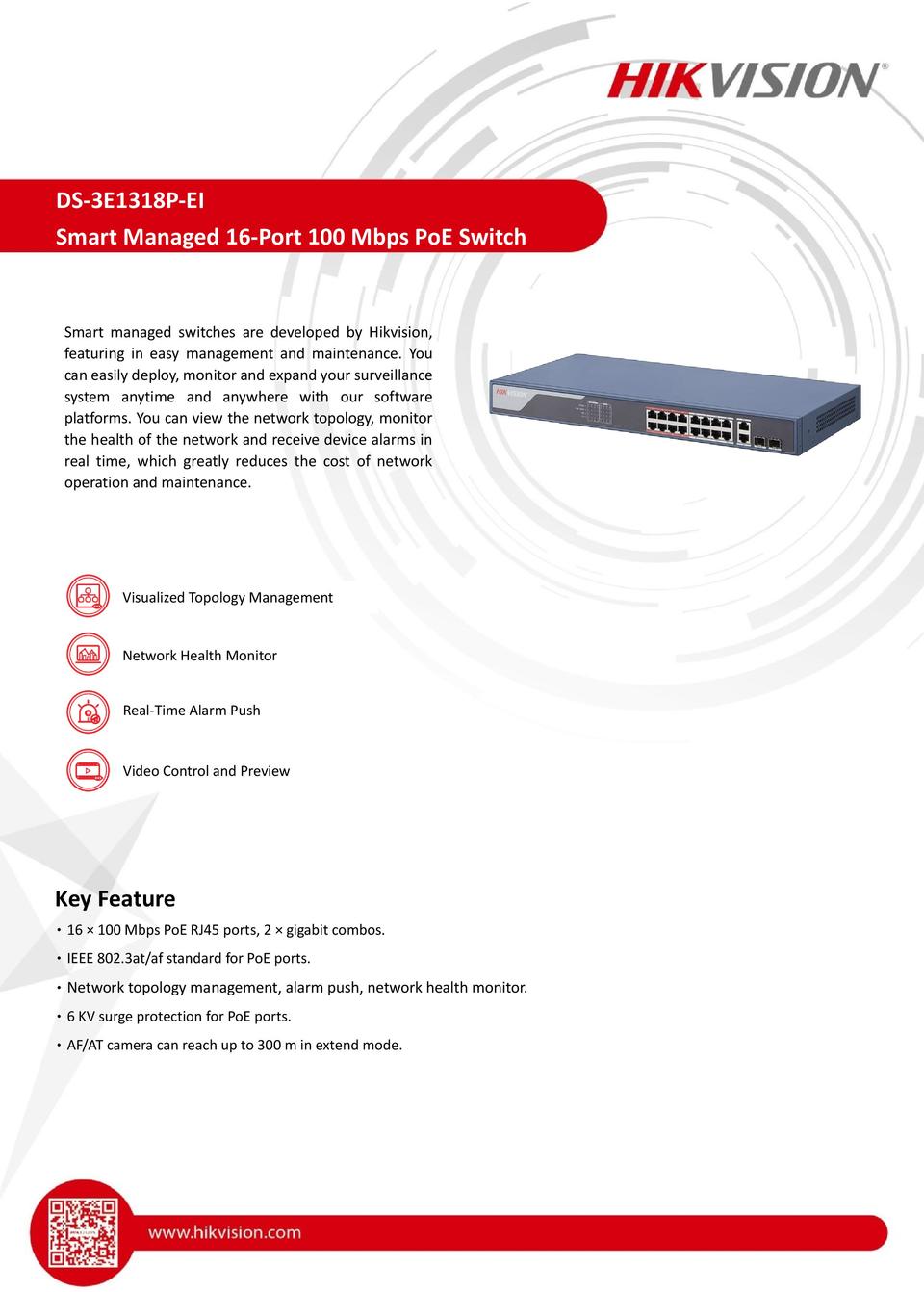 Hikvision DS 3E1318P EI Switch With 16 PoE Ports Managed DSI   DS 1318P EI Datasheet Page 001 