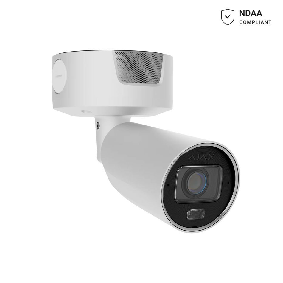 AJAX Superior 4K 8 Megapixel BulletCam HLVF Hybrid Illumination AI Powered Bullet Camera Motorised Lens White