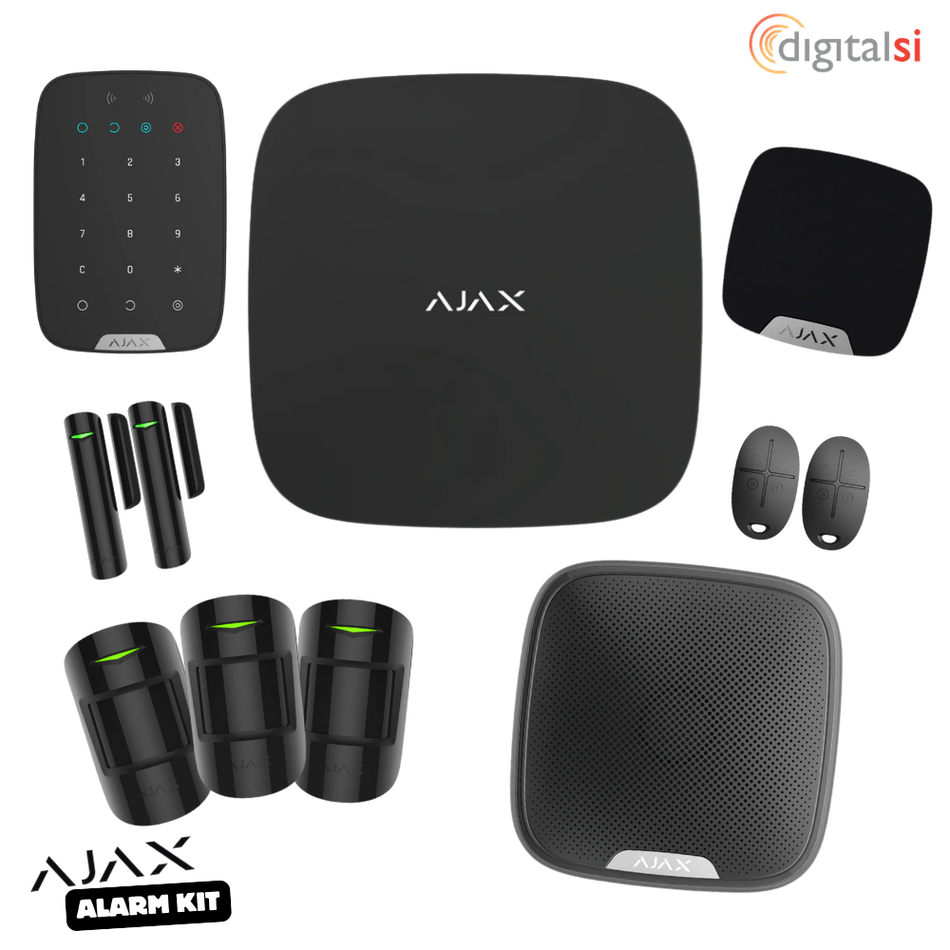 AJAX Wireless Alarm Kit with 3 x Motion Sensors, 2 x Door Contacts, 2 x Remotes, 1 x Keypad, Internal & External siren