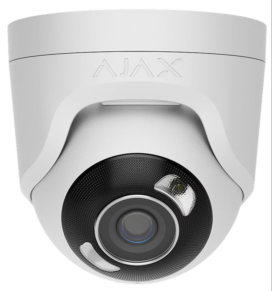 AJAX 4K 8 Megapixel TurretCam HL Hybrid Illumination AI Powered Turret Camera 2.8mm Lens White