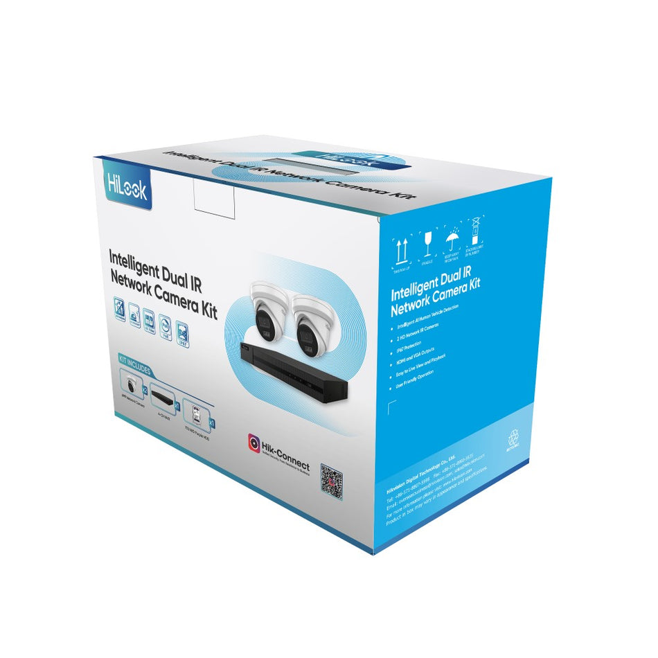 HiLook 6MP CCTV Kit. Includes NVR-104MH-C/4P 1TB NVR & 2 x IPC-T361H-MU 6MP Cameras