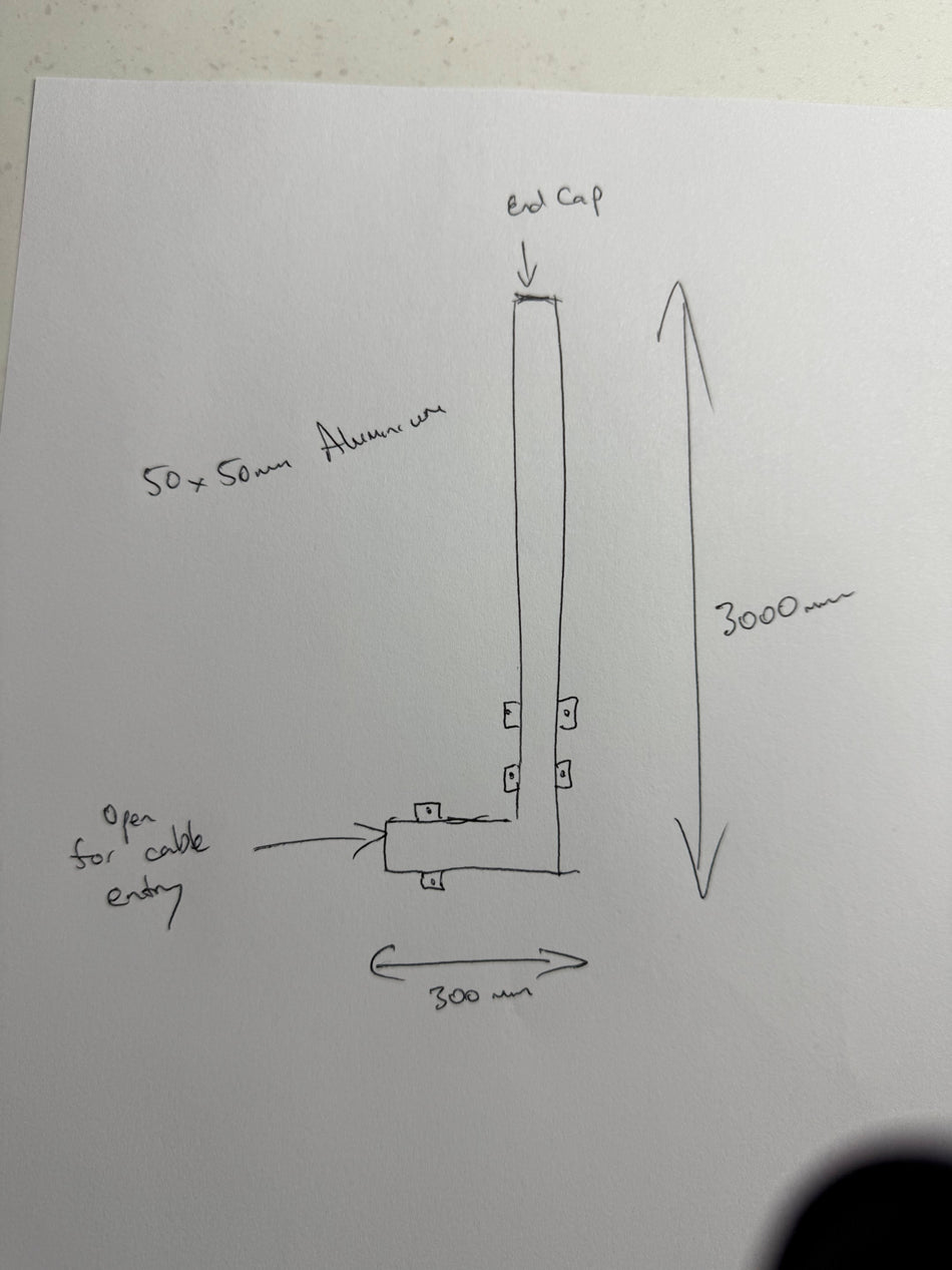 Custom Pole Aluminum 50x50x3000mm L Shape with Powder Coat