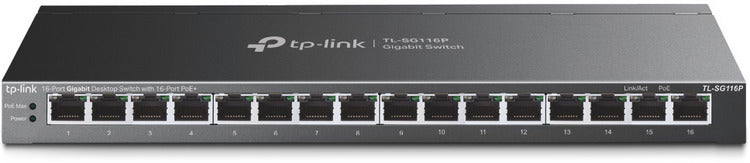 TP-Link TL-SG116P 
16 Port Gigabit Desktop Switch with 16-Port PoE+