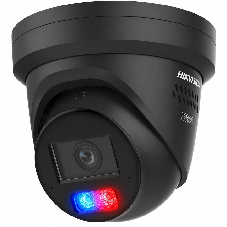 Hikvision DS-2CD2387G3-LIS2UY/SRB 4K 8MP Smart Hybrid Light with ColorVu 3 Turret Camera Red Blue Strobe 2.8mm Black