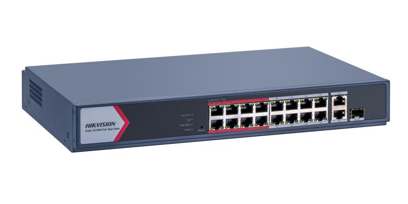 Hikvision DS-3E1318P-EI 16 Port Smart Managed 100 Mbps PoE Switch with 1GB Uplinks