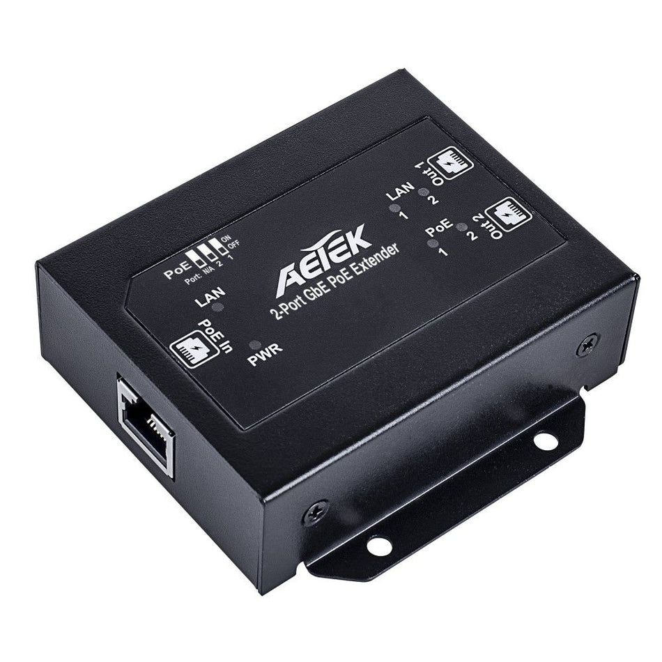 Aetek 2 Port Indoor Passive PoE Extender 2 Port Splitter