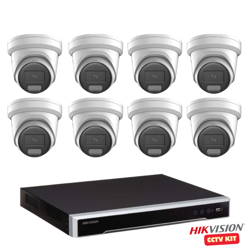 Hikvision 16 Channel M Series 4TB NVR with 8 x 4K 8 Megapixel LiveGuard Turret Cameras 2.8mm Lens