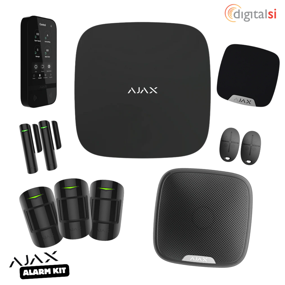 AJAX Wireless Alarm Kit with 3 x Motion Sensors, 2 x Door Contacts, 2 x Remotes, 1 x Touch Screen Reader Keypad, Internal & External siren