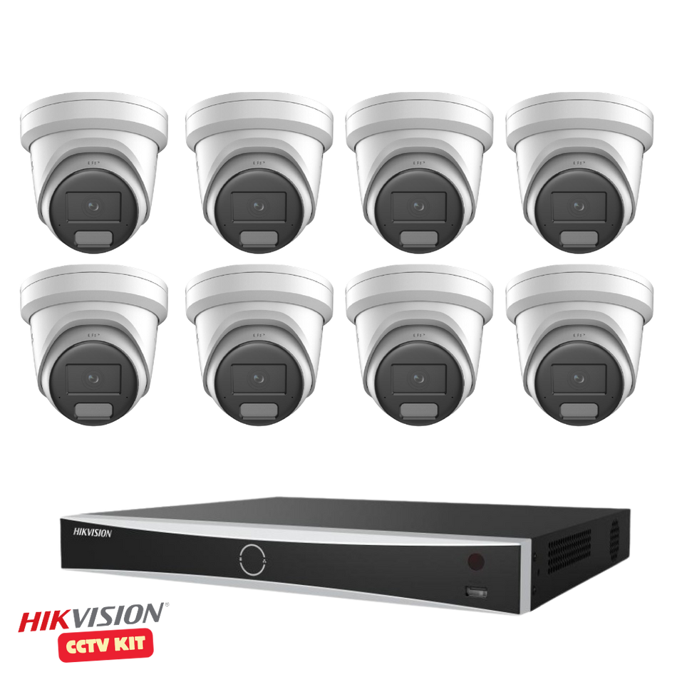 Hikvision 16 Channel AcuSeek 4TB NVR with 8 x 4K 8 Megapixel LiveGuard Turret Cameras 2.8mm Lens